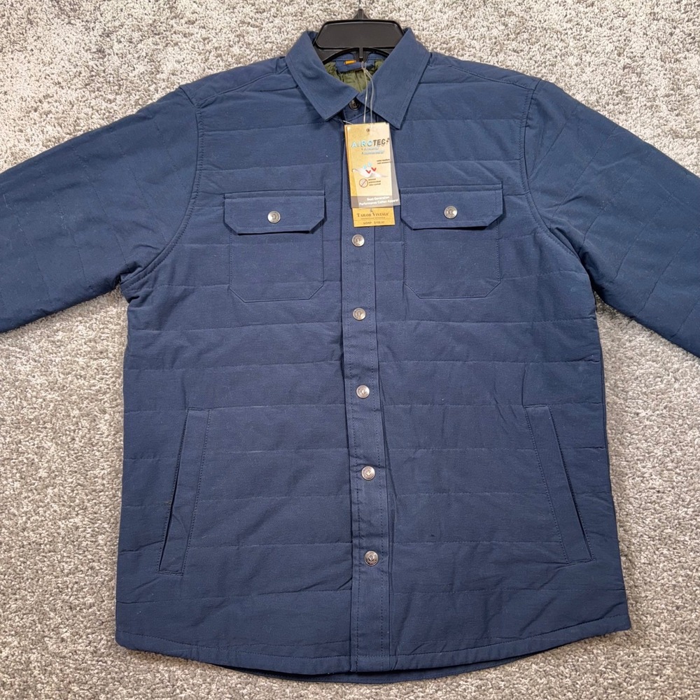 Tailor Vintage Mens Navy Quilted Snap Front Shirt Jacket AIROTEC Luxe Large NEW - Picture 3 of 11